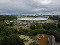 Außenansicht des Stadions im Juni 2018