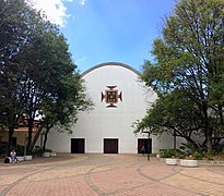 The church at the main entrance to the Mdellin Campus on 70th Avenue