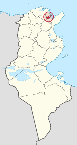 Map of Tunisia with Tunis highlighted