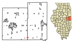 Location of Allerton in Vermilion County, Illinois.