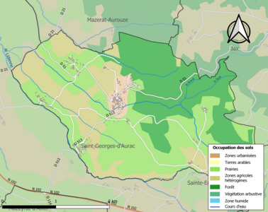 Carte en couleurs des infrastructures et de l'occupation des sols de la commune.