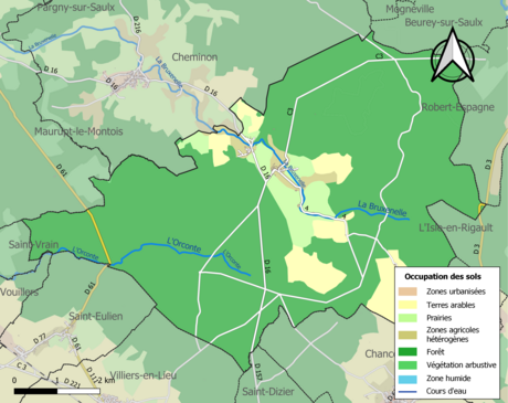 Carte en couleurs présentant l'occupation des sols.