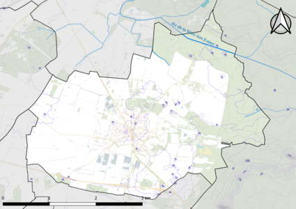 Carte montrant en couleurs le relief d'une commune