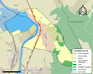 Carte en couleurs présentant l'occupation des sols.