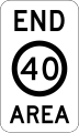 Restricted speed area ends sign