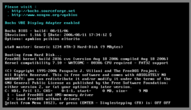 Загрузка FreeDOS 1.0 в эмуляторе Bochs