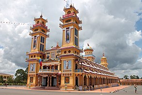 This is the Holy See Temple (Thanh That Cao Dai), completed in 1947, features unique architecture & a colorful interior
