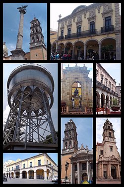 Ángel de la Independencia, Andador Guadalupe, Bola de agua, Estatua a Tresguerras, Portal Colunga, Catedral de San Francisco, Iglesia de la Virgen del Carmen y Palacio Municipal.