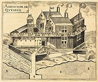 Habitation of Quebec, en 1608, por Samuel de Champlain.