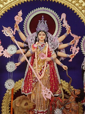 Durga, uma divindade hindu, numa representação moderna.