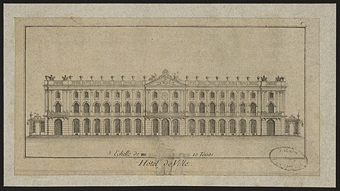 Projet de façade de l'hôtel de ville tracé par Emmanuel Héré.