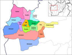 Shindand District (in south) on Herat province map