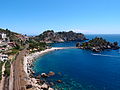 Itinéraire de la ligne de chemin de fer à Isola Bella à Taormina