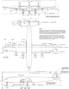 3-view line drawing of the Lockheed C-121C Constellation