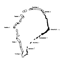 Funafuti atoll with Tefala on the bottom left