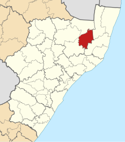 Location of Nongoma Local Municipality within KwaZulu-Natal