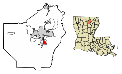 Location of Richwood in Ouachita Parish, Louisiana.