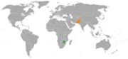 Location map for Pakistan and Zimbabwe.