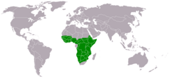 Mapa distribuição da águia-belicosa