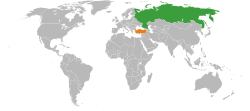 Map indicating locations of Turkey and Russia