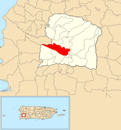 Location of Sabana Grande Abajo within the municipality of San Germán shown in red