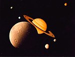 Montage préparé d'après des photos prises par la sonde Voyager 1 en novembre 1980.