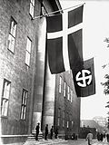 Headquarters of the Schalburgkorps, a Danish SS unit, after 1943. The occupied building is the lodge of the Danish Order of Freemasons located on Blegdamsvej, Copenhagen.