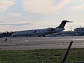United Express CRJ700 taxiing off the runway at MHT