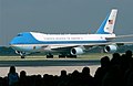 Image 46A Boeing 747 aircraft with livery designating it as Air Force One. The cyan forms, the US flag, presidential seal and the Caslon lettering, were all designed at different times, by different designers, for different purposes, and combined by designer Raymond Loewy in this one single aircraft exterior design. (from Graphic design)