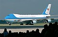 Image 13A Boeing 747 aircraft with livery designating it as Air Force One. The cyan forms, the US flag, presidential seal and the Caslon lettering, were all designed at different times, by different designers, for different purposes, and combined by designer Raymond Loewy in this one single aircraft exterior design. (from Graphic design)