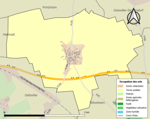 Carte en couleurs présentant l'occupation des sols.