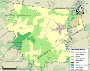 Carte en couleurs présentant l'occupation des sols.