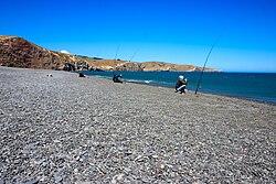 Fishing at Birdlings Flat