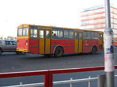An Anbessa bus at Meskel Square in Addis Ababa.