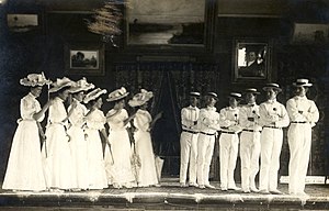 Cast from the play, "Women, Women, Women, Suffragettes, Yes," performed in 1900 by Koreshan Unity
