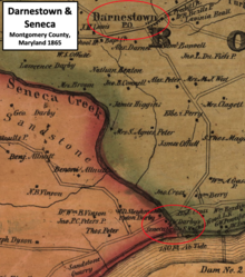 old map showing Seneca close to Potomac River