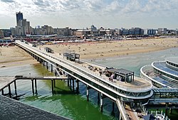 A view of the Scheveningen Pier with the Kurhaus in the background