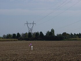 Union Flag is sited in the centre of no man's land; the pylon stands on the site of the redoubt.