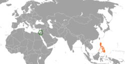 Map indicating locations of Israel and Philippines