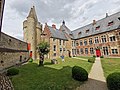 View of the courtyard towards the historic keep on the north side of the castle.