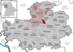 Läget för Langenfeld i Landkreis Neustadt an der Aisch-Bad Windsheim