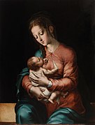 路易斯·德·莫拉雷斯（英语：Luis de Morales）的《聖母子（西班牙语：Virgen de la leche (Luis de Morales)）》，57 × 40cm，約繪於1568年，1915年始藏[38]