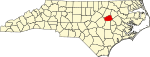 Mapa de Carolina del Norte con la ubicación del condado de Wilson