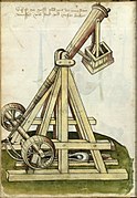 15th-century depiction of a counterweight trebuchet