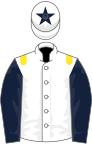 White, yellow epaulettes, dark blue sleeves, white cap, dark blue star