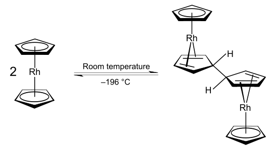 Temperature-controlled equilibrium between rhodocene and its dimer