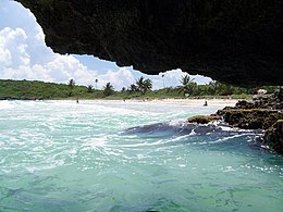 A view of Tobarrios Navío Beach from a nearby sea cave
