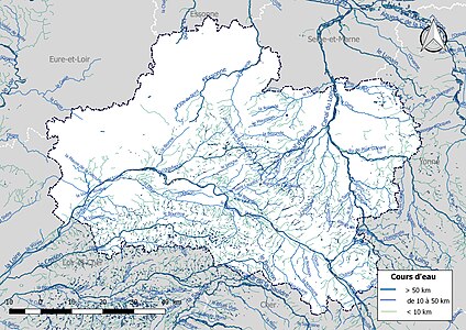 Carte de l'ensemble du réseau hydrographique de l’Loiret.