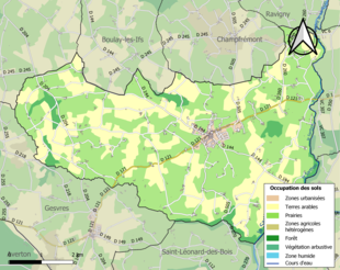 Carte en couleurs présentant l'occupation des sols.