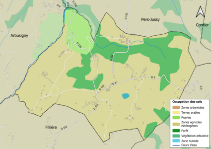 Carte en couleurs présentant l'occupation des sols.